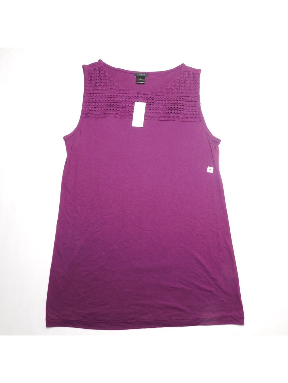 Ann Taylor Factory NWT Women's Medium Purple Mixed Media Embroidered Tank Top